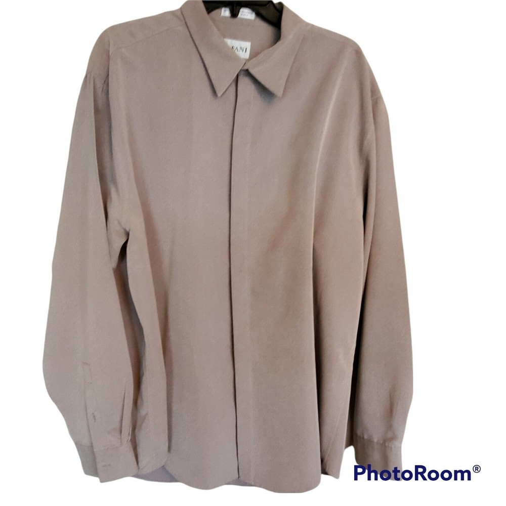 Alfani Sz XL Men's Long Sleeved Button Down Tan Shirt